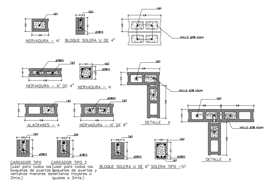 Wall construction details with reinforcement details dwg file