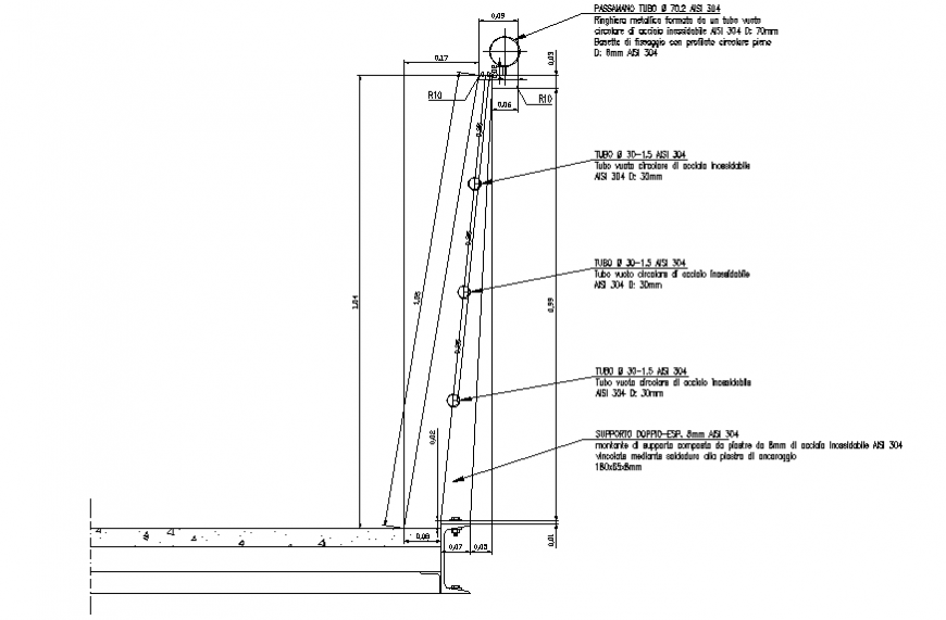 Wall construction details with water proofing structure cad drawing details dwg file