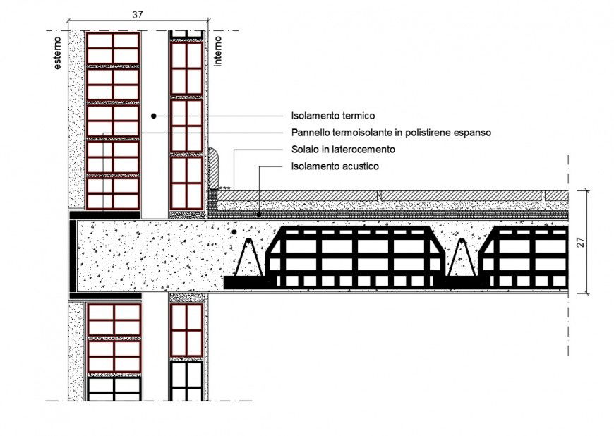 Wall construction drawing cad structure details dwg file