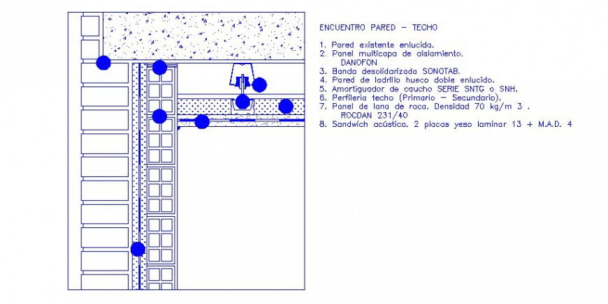 Wall counter ceiling constructive structure cad drawing details dwg file