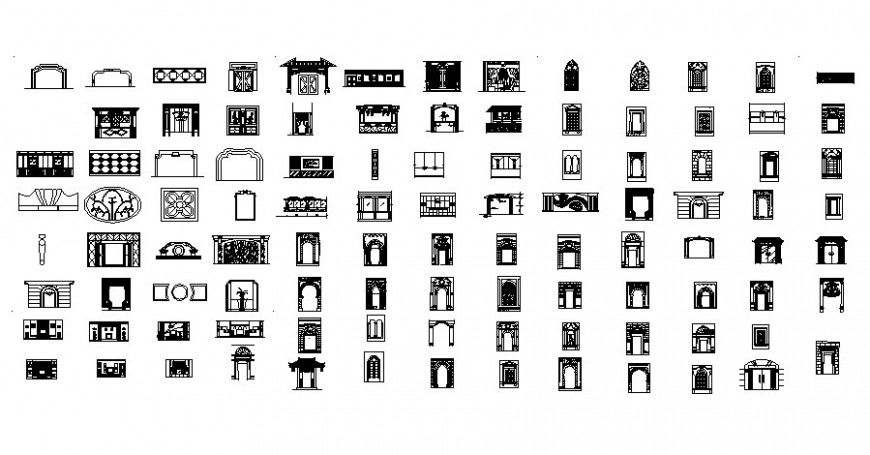 Wall decoration design 2d view drawing autocad file