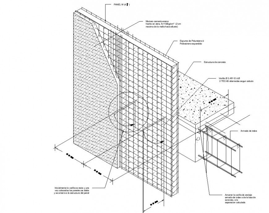 Wall detail in dwg AutoCAD file