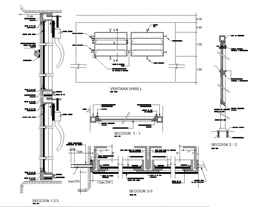 Wall detail section plan and elevation autocad file