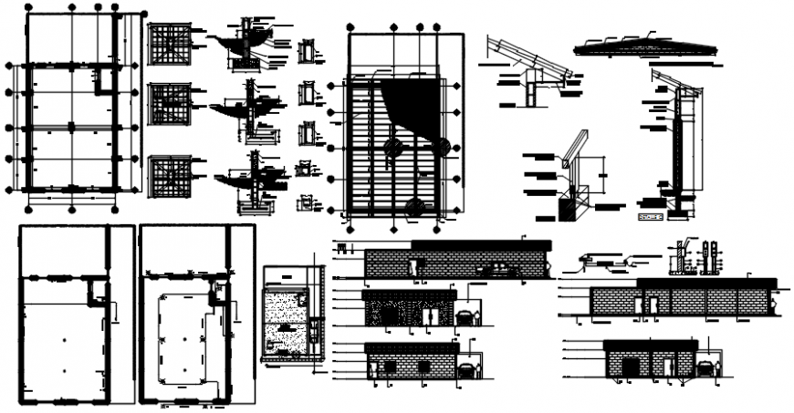 Wall detail with foundation plan and elevation in AutoCAD file