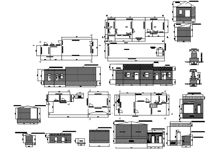 Wall elevation and detail with concrete block in AutoCAD file