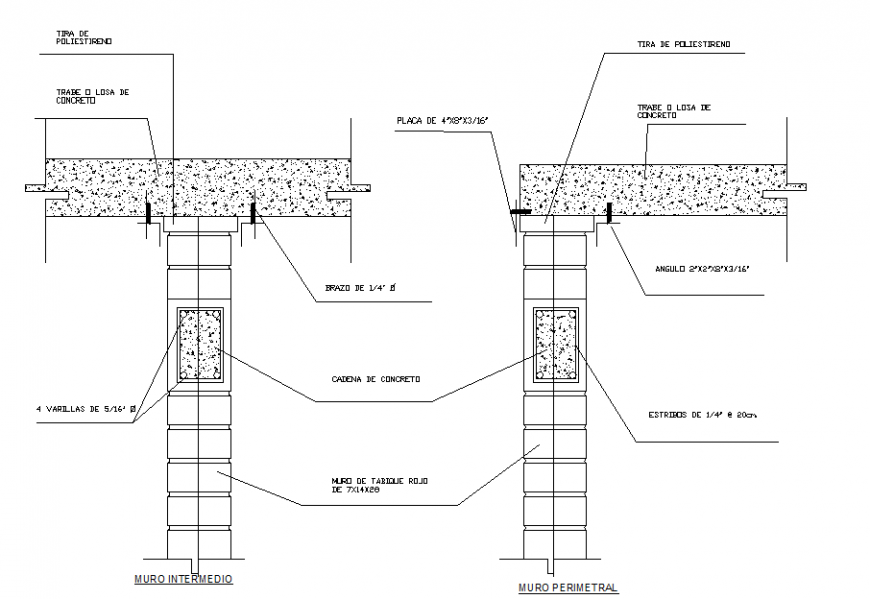 Wall finishes and wall section drawing in dwg file.