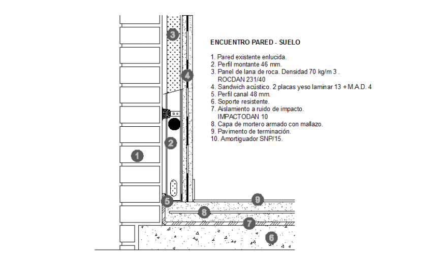 Wall finishes joinery and section drawing in dwg file.