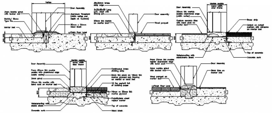 Wall footings and constructive structure drawing details dwg file