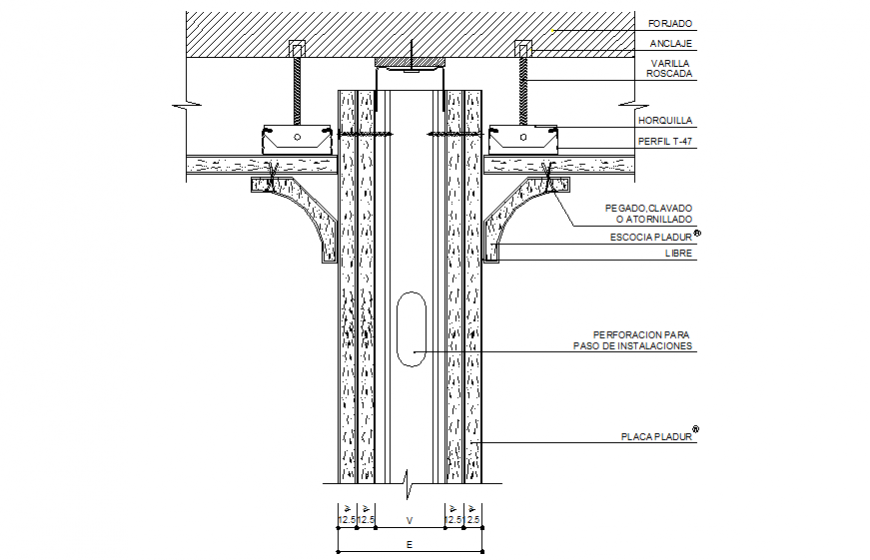 Wall joinery with false ceiling detail drawing in dwg file.