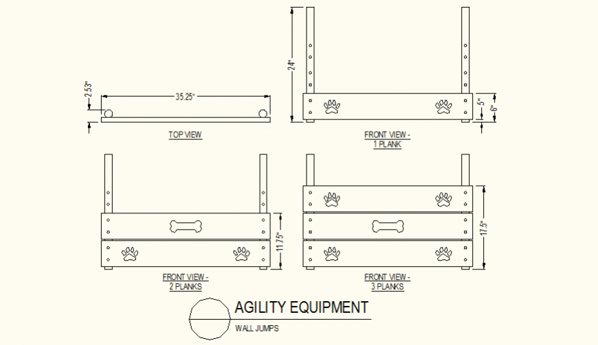 Wall jumps detail plan and elevation autocad file