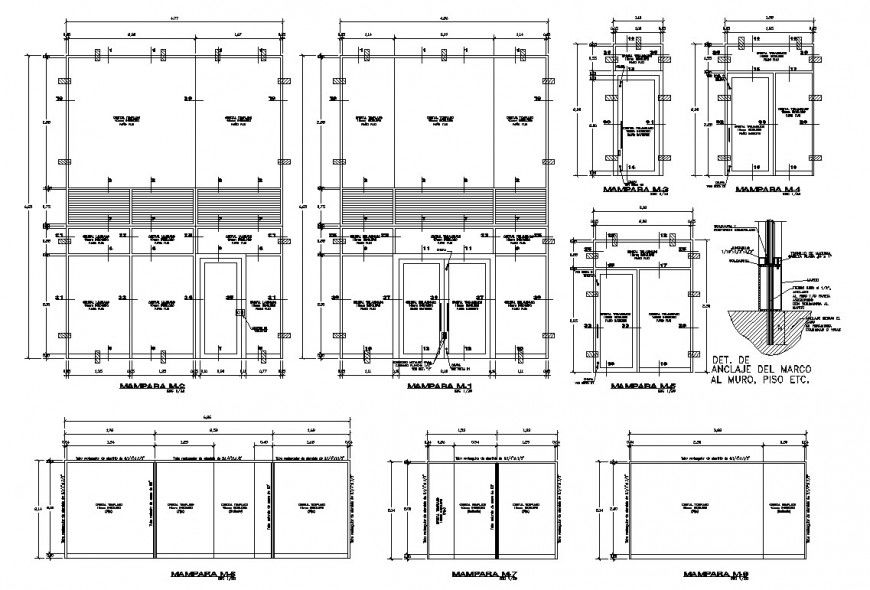 Wall plan and elevation construction view of autocad