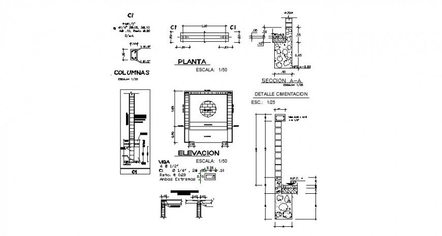 Wall plan patrimonial property cad structure drawing details dwg file