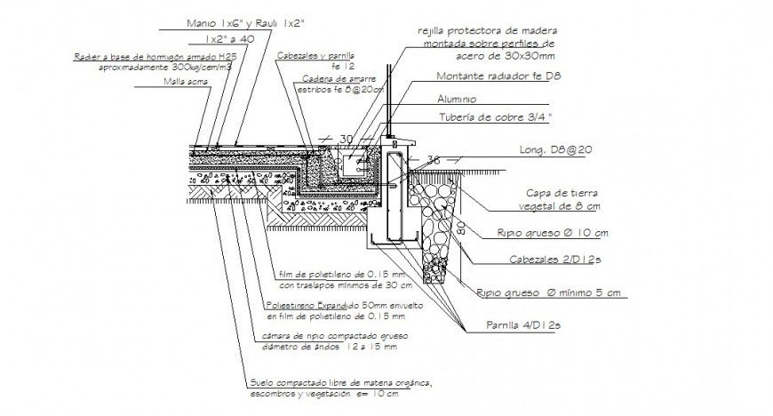 Wall radiant construction cad drawing details dwg file