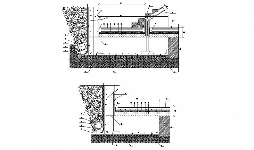 Wall section, constructive structure cad drawing details dwg file