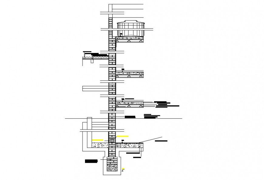 Wall section 2d view CAD structural block layout file in autocad format