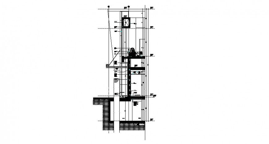 Wall section and constructive structure details of club house dwg file