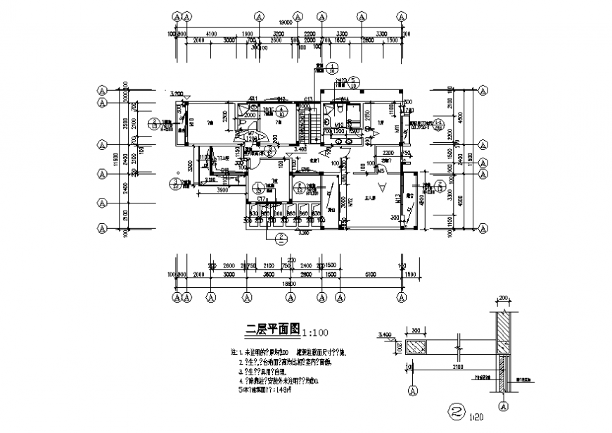 Wall section and house plan autocad file