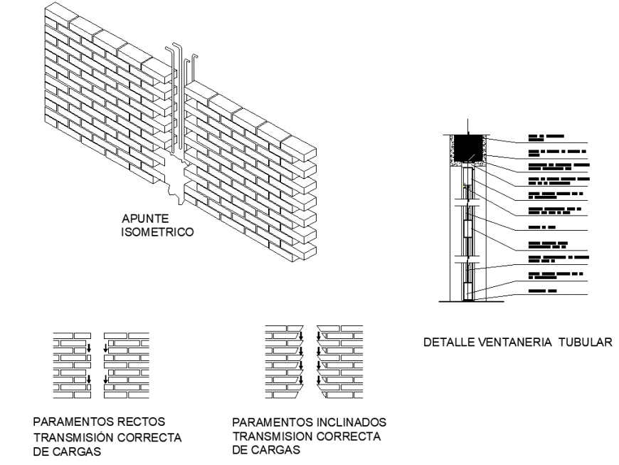 Wall section and wall construction drawing in dwg file.