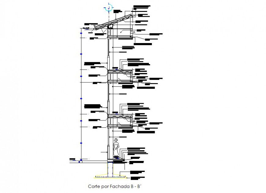 Wall section detail 2d view CAD structural block layout autocad file