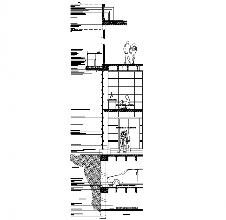 Wall section detail 2d view layout file in autocad format