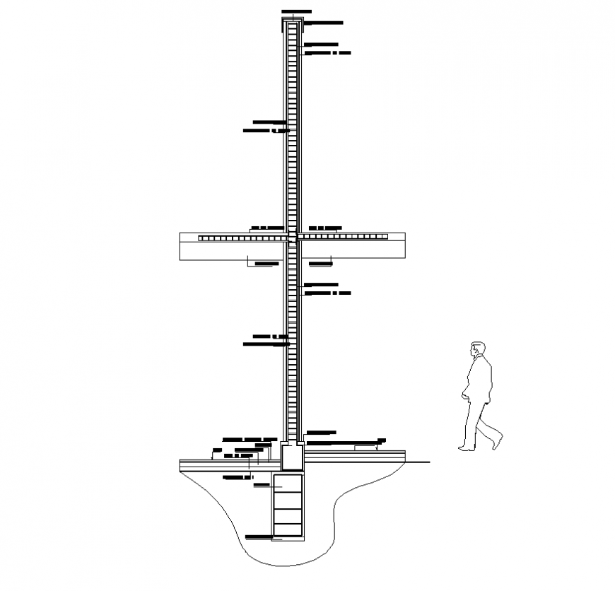 Wall section detail layout 2d view autocad file