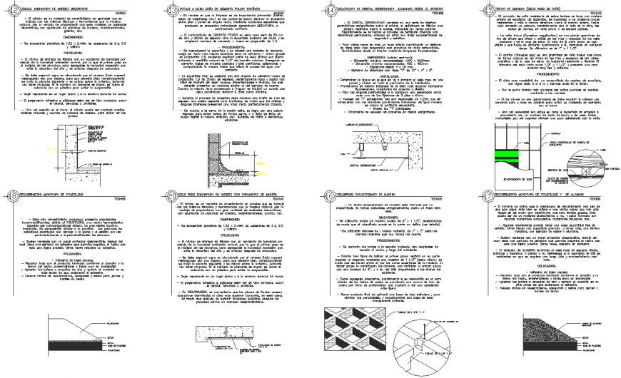 Wall section in concrete mortar dwg file