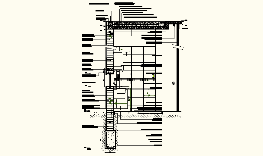Wall section of kitchen detail elevation and plan autocad file