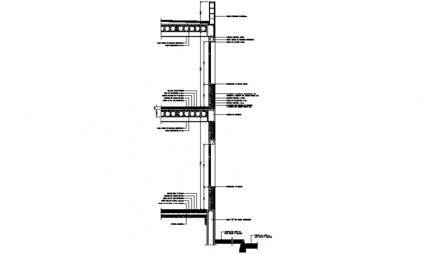 Wall section structural detail 2d view layout autocad file