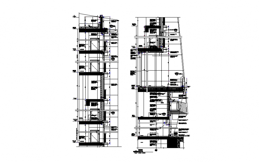 Wall section tower plan detail dwg file