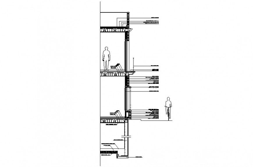 Wall sectional 2d view construction units dwg file