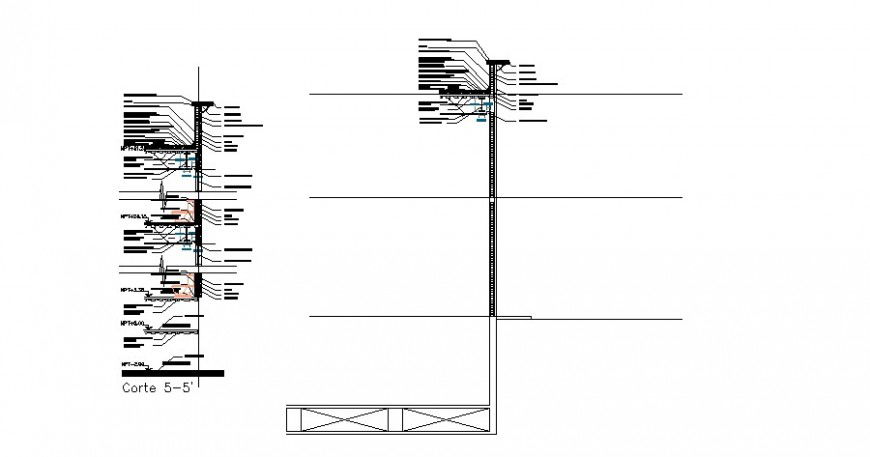 Wall sectional drawing structural details in autocad