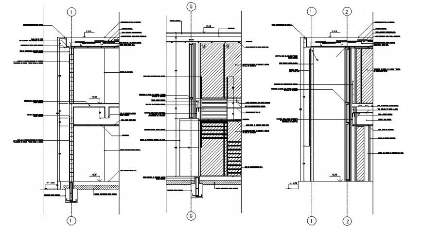 Wall sectional drawings details of construction units autocad file