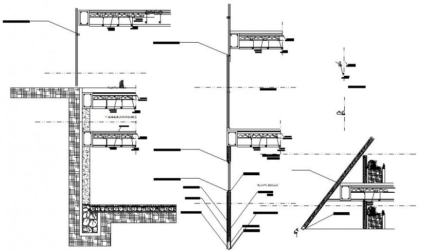 Wall sectional units detail drawing in autocad software