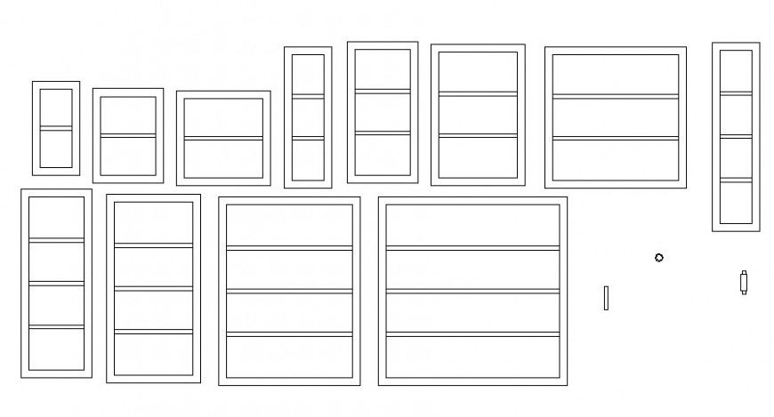 Wall shelves details drawings 2d view autocad software file