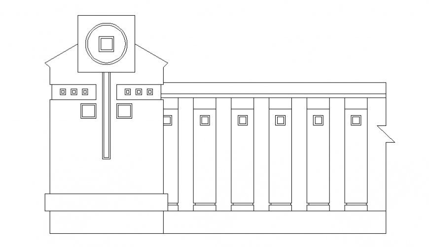 Wall side railing front elevation cad drawing details dwg file