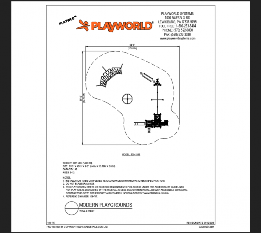 Wall street model themed park play area structure details dwg file