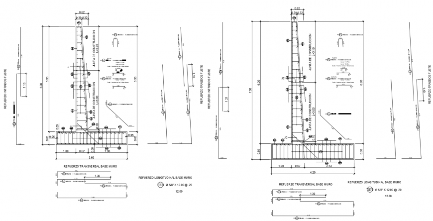 Wall structure design view with elevation dwg file