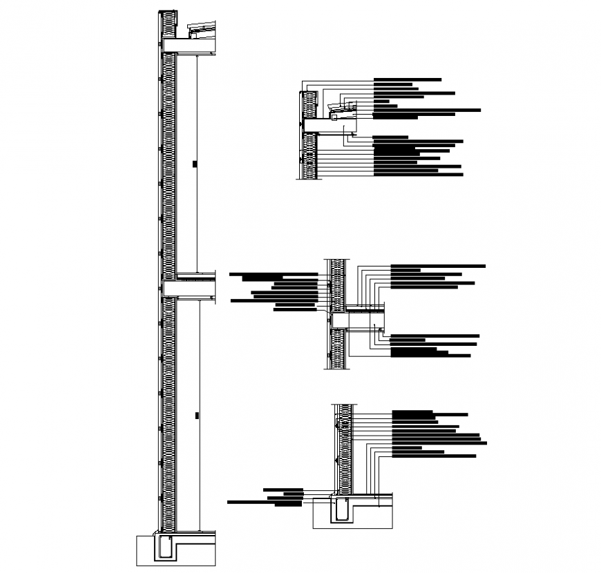 Wall structure detail section 2d view layout file
