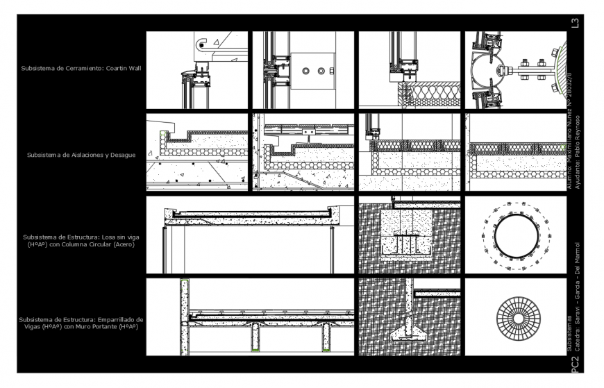 Wall structure view of theater with concrete area view dwg file