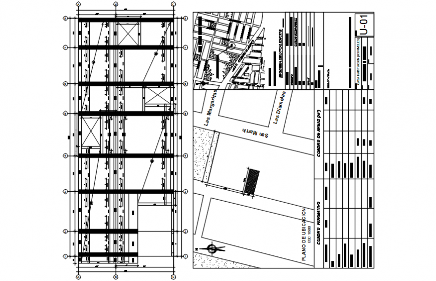 Wall support construction plan and location plan in AutoCAD file