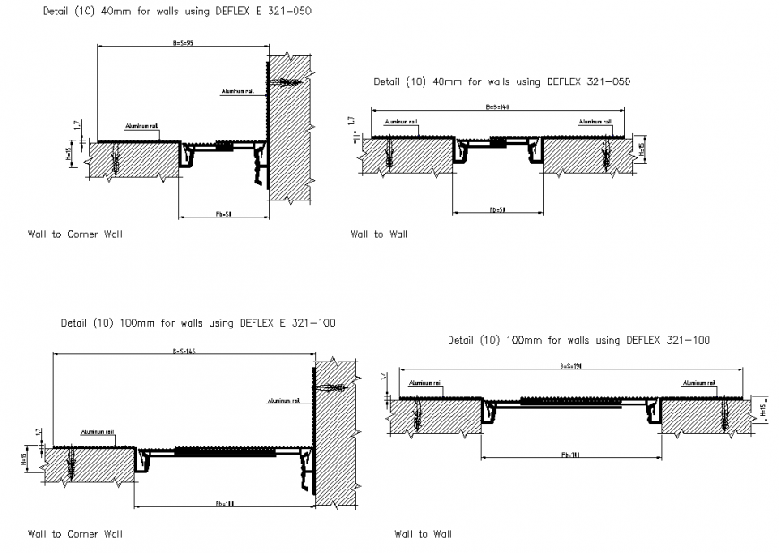 Wall to corner wall expansion joint plan dwg file