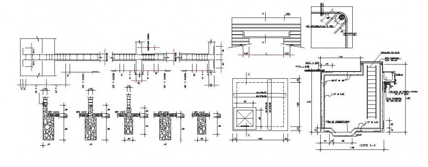 Wall with column area detail of construction view in AutoCAD