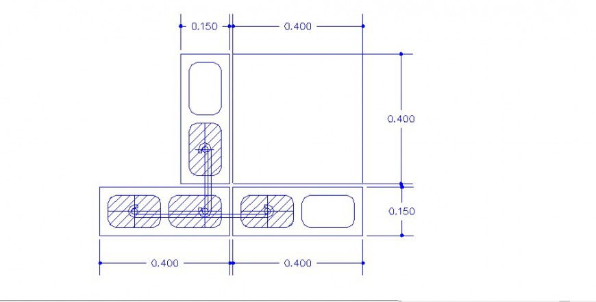 Walls of blocks in concrete-start cad construction details dwg file