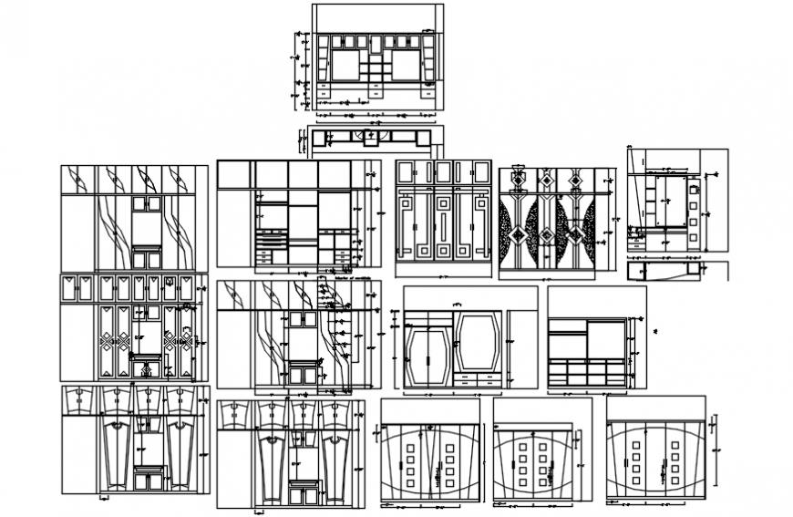 Wardrobe all sided elevation and plan cad drawing details dwg file