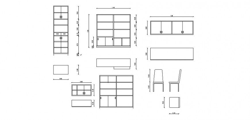 Wardrobe and Furniture 2D Layout CAD File with Detailed Elevations