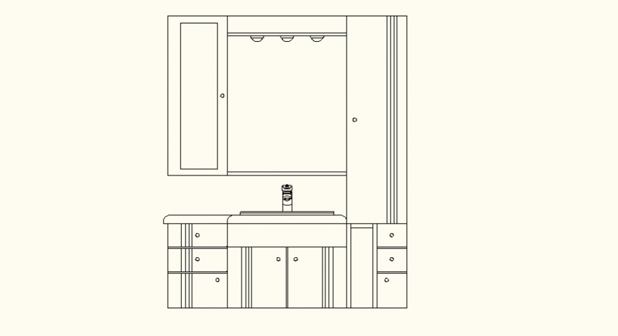 Wardrobe CAD drawing with detail elevation and door drawer layout