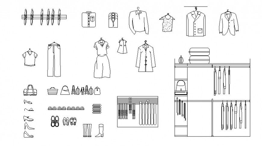 Wardrobe furniture blocks elevation 2d drawing autocad software file