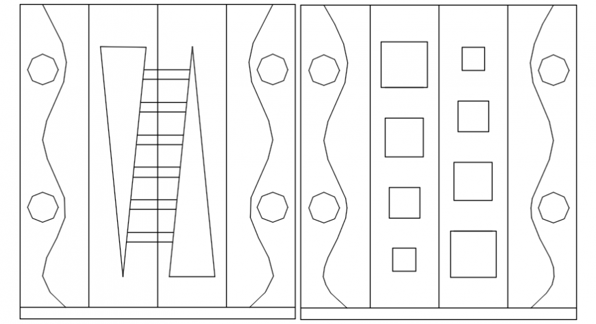 Wardrobe main elevation cad drawing details dwg file