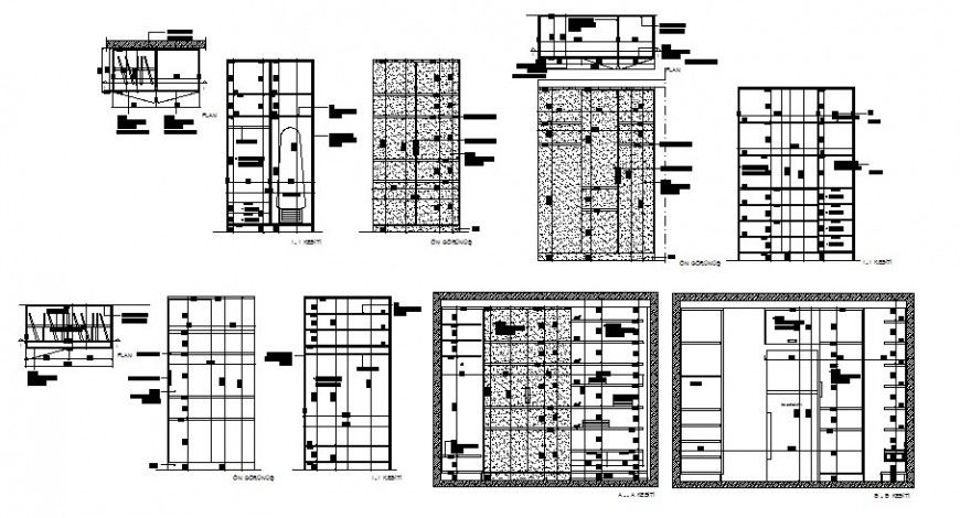 Wardrobe Section and Plan DWG Drawing with Doors Drawers and Shelves