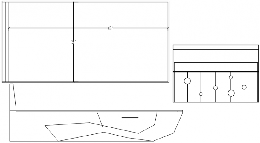 Wardrobe sectional top view layout plan detail